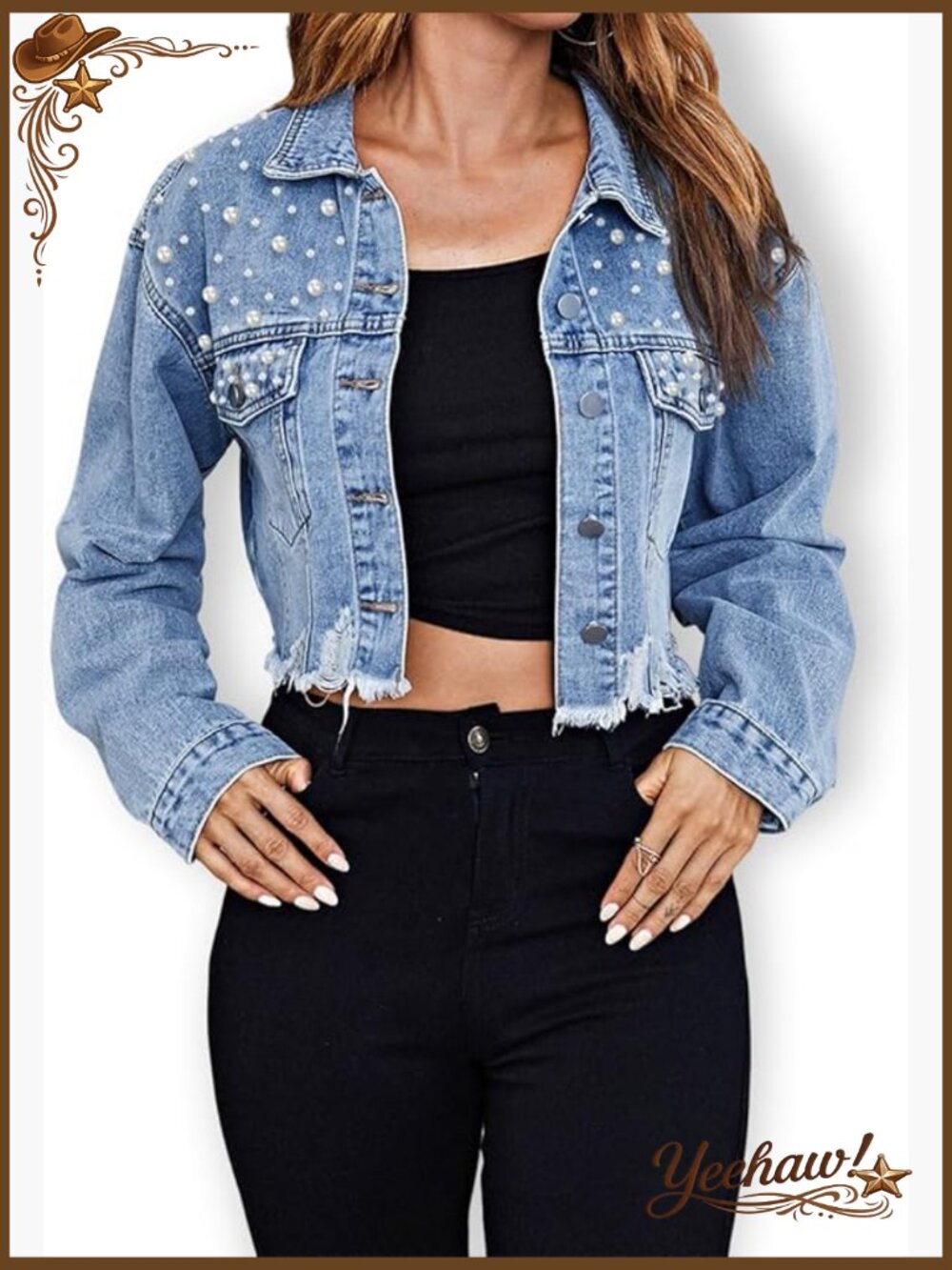 Lightweight Denim Shacket Long Sleeve Button Down Distressed Jacket